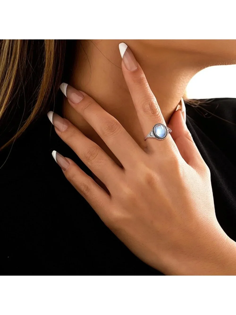 Vintage Handmade Moonstone Mood Ring - Sterling Silver Oval Solitaire, Color
